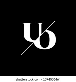 Initial Letter UO Monogram Sliced. Logo template isolated on black background
