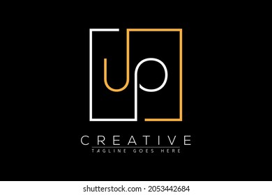 Initial letter uo, ou, o, u elegant and luxury Initial with Rectangular frame minimal monogram logo design vector template