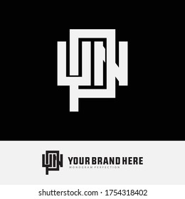 Initial letter UPN, UNP, PUN, PNU, NUP  or NPU overlapping, interlock, monogram logo, white color on black background