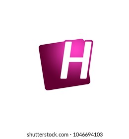 Initial letter uppercase H with square purple logo icon design template elements. vector sign on white background