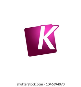 Initial letter uppercase K with square purple logo icon design template elements. vector sign on white background