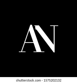 Initial letter AN uppercase modern logo design template elements. White letter Isolated on black background. Suitable for business, consulting group company.