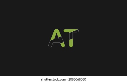 Letra inicial AT mayúscula elementos de plantilla de diseño de logotipo moderno. Vector