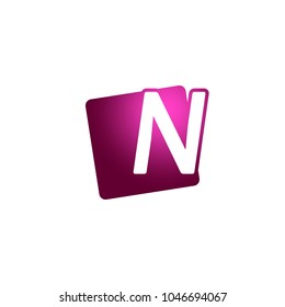 Initial letter uppercase N with square purple logo icon design template elements. vector sign on white background