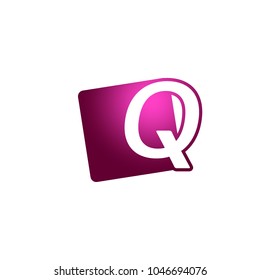 Initial letter uppercase Q with square purple logo icon design template elements. vector sign on white background