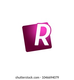 Initial letter uppercase R with square purple logo icon design template elements. vector sign on white background