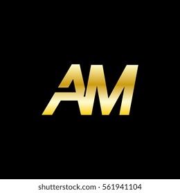 initial letter am uppercase related logotype gold on black background