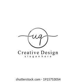 Initial letter UQ calligraphy handwritten logo. Handwritten alphabet in the logo template. Letters and Alphabet for your logo design.
