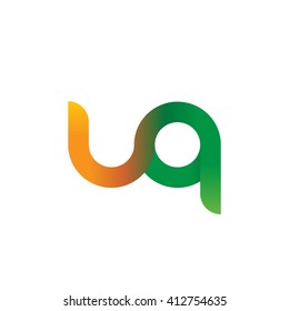 initial letter uq linked round lowercase logo orange green