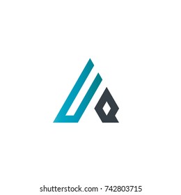 Initial Letter UQ Linked Triangle Design Logo