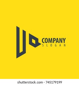 Initial Letter UQ Linked Triangle Design Logo
