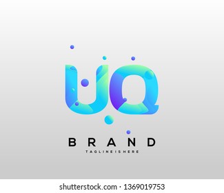 Initial letter UQ logo with colorful background, letter combination logo design for creative industry, web, business and company. - Vector