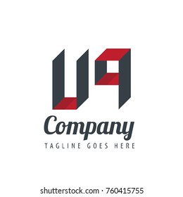 Initial Letter UQ Logo With Ribbon Style
