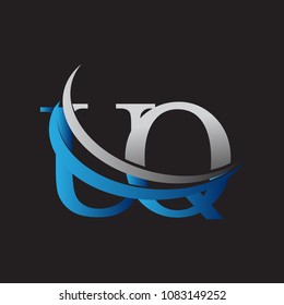 initial letter UQ logotype company name colored blue and grey swoosh design. vector logo for business and company identity.
