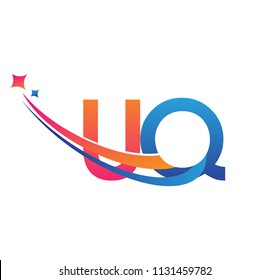 initial letter UQ logotype company name colored orange, red and blue swoosh star design. vector logo for business and company identity.
