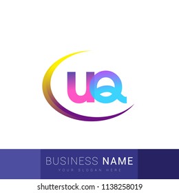 initial letter UQ logotype company name, coloreful and swoosh design. vector logo for business and company identity.