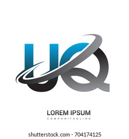 initial letter UQ logotype company name colored blue and grey swoosh design. logo design for business and company identity.