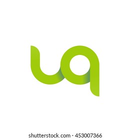initial letter uq modern linked circle round lowercase logo green