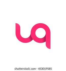 initial letter uq modern linked circle round lowercase logo pink