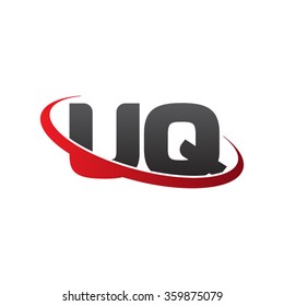 initial letter UQ swoosh ring company logo red black
