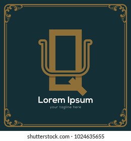 initial letter uq vintage style