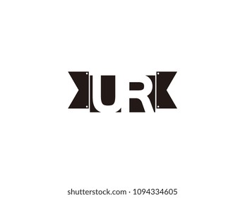 Initial letter ur black ribbon logo design