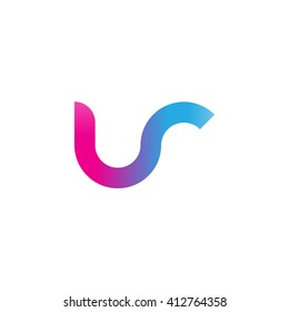 initial letter ur linked round lowercase logo pink blue purple