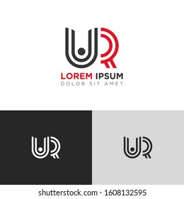 Initial Letter UR linked uppercase overlap modern logo design template. Suitable for business, consulting group company