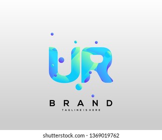 Initial letter UR logo with colorful background, letter combination logo design for creative industry, web, business and company. - Vector