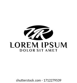 Letra inicial Plantilla de logotipo UR con espacio negativo y símbolo de salida en ilustración monograma de diseño plano