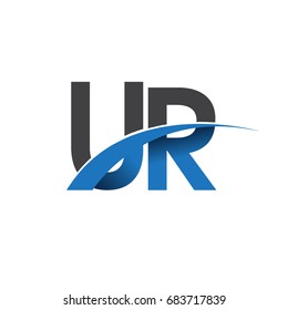 initial letter UR logotype company name colored blue and grey swoosh design. vector logo for business and company identity.
