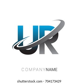 initial letter UR logotype company name colored blue and grey swoosh design. logo design for business and company identity.