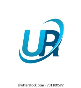 initial letter UR logotype company name colored blue swoosh design concept. vector logo for business and company identity.