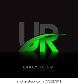 initial letter UR logotype company name colored green and black swoosh design. vector logo for business and company identity.
