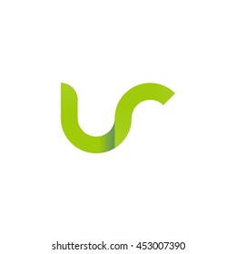 initial letter ur modern linked circle round lowercase logo green