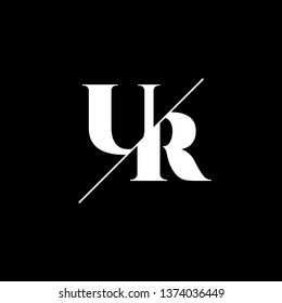 Initial Letter UR Monogram Sliced. Logo template isolated on black background