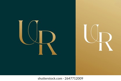 Ilustración vectorial inicial del diseño del logotipo de la letra UR RU para la pareja, la boda, y el negocio