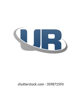 initial letter UR swoosh ring company logo blue gray