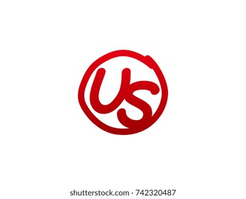 The initial letter US handwritten logo