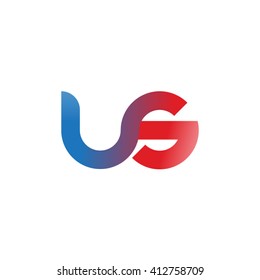 initial letter us linked round lowercase logo blue red