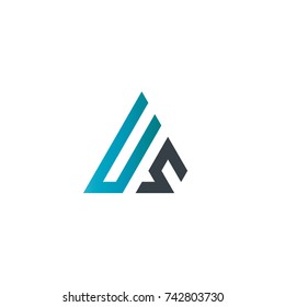 Initial Letter US Linked Triangle Design Logo