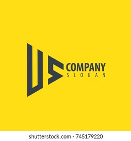Initial Letter US Linked Triangle Design Logo