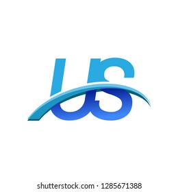 initial letter US logotype company name colored blue and swoosh design. vector logo for business and company identity.