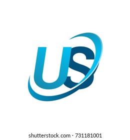 initial letter US logotype company name colored blue swoosh design concept. vector logo for business and company identity.