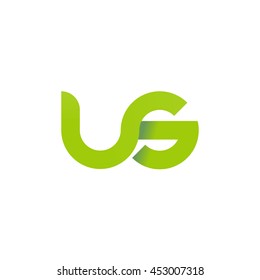 initial letter us modern linked circle round lowercase logo green