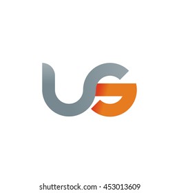 initial letter us modern linked circle round lowercase logo orange gray