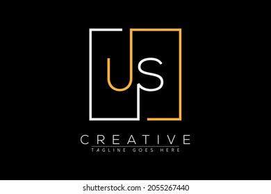 Initial letter us, su, u, s elegant and luxury Initial with Rectangular frame minimal monogram logo design vector template