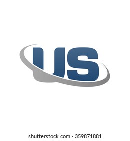initial letter US swoosh ring company logo blue gray
