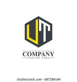 Initial Letter UT Hexagonal Design Logo