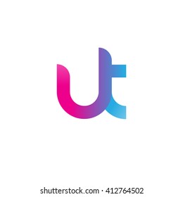 initial letter ut linked round lowercase logo pink blue purple